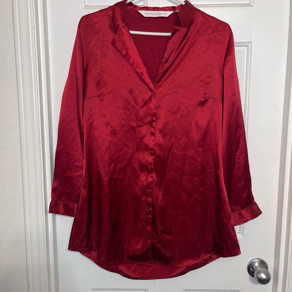 Victoria secret Red Satin button up pj top/dress
